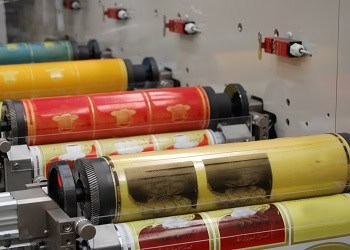 Industrial printshop: flexo press printing